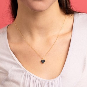 Colgante de Corazón de Druzy Negro, Joyería Artesanal con Piedras Preciosas, Bisel de Oro Vermeil, Regalo de Compromiso Vintage, Certificado por Terceros, para Ella, Mamá - Product Image 4