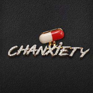 Pendentif personnalisé « CHANXIETY » en diamant de laboratoire, collier hip-hop glacé, bijoux capsule bling, cadeau - Product Image 1