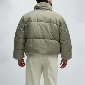 Blouson d'hiver matelassé unisexe personnalisé OEM, haute qualité, décontracté, brillant, col montant, à capuche, vente en gros de toutes les vestes gonflées - Product Image 4