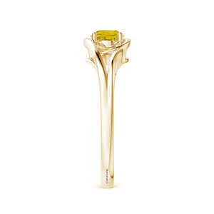 Bague solitaire à saphir jaune taille ronde avec sertissage clos et tige fendue en or 10K, 14K, 18K et argent 925/935 pour cadeau de mariage - Product Image 3