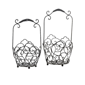 Ensemble de paniers à fruits vintage en fer forgé avec poignée, paniers décoratifs en fil métallique pour le rangement des fruits et légumes sur table - Product Image 1
