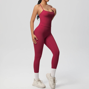 Conjunto Deportivo de Dos Piezas para Mujer, Talla Grande, Diseño a Cuadros, Leggings y Sujetador Deportivo sin Costuras, Transpirable, Elástico, de Secado Rápido - Product Image 4
