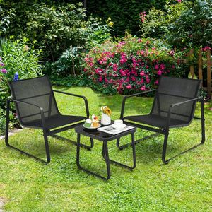 Set Bistrot da Esterno 3 Pezzi con Tavolo con Piano in Vetro, Mobili Durevoli per Giardino e Terrazza - Product Image 2