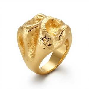 Chunky <b>Ring</b> Sterling <b>Silver</b> 925 Gold Vermeil 2 Micron Statement Fine Jewelry Modern Bold <b>Ring</b> - Product Image 5