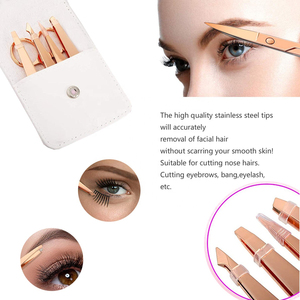 Juego de Pinzas Profesionales de Acero Inoxidable para Cejas con Punta Inclinada y Puntiaguda para Depilación de Cejas - Product Image 4