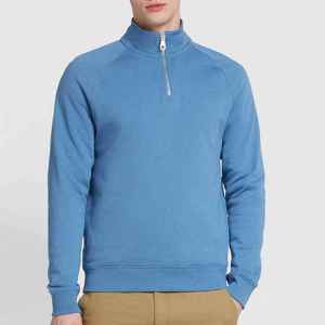 Sweat-shirt tricoté bleu pour homme, col montant, coupe droite, décontracté, pour l'automne, avec logo X Premium OEM ODM - Product Image 1