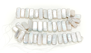 Perlas de agua dulce tipo baguette AAA de 25*10 mm, 16.5 pulgadas, hebra de perlas blancas brillantes para la fabricación de joyería a precio de mayoreo. - Product Image 3