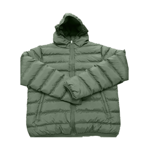 Veste matelassée à capuche pour homme, couleur unie, manteau d'hiver, rembourrage épais en polyester, coupe-vent, fermeture éclair, style décontracté, coupe régulière - Product Image 1