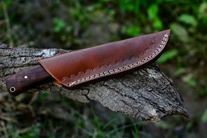 Cuchillo de Caza y Camping de Acero al Carbono, Cuchillo Táctico de Supervivencia con Mango de Madera y Funda de Cuero - Product Image 6