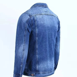 Chaqueta vaquera para hombre, corte regular, cierre de botones, color liso, informal, de algodón lavable para otoño, con hombros caídos y costuras decorativas. - Product Image 3