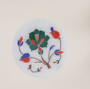 Export Quality 6 Piece White Marbal Coaster <b>Set</b> Stone White & mix <b>colour</b> flowers - Product Image 1