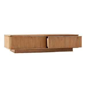 Mesa de Centro Contemporánea de Madera de Teca Maciza con Ranuras, con Cajones de Almacenamiento, Mesa de Centro de Lujo para Sala de Estar, Muebles para Hotel y Villa - Product Image 2