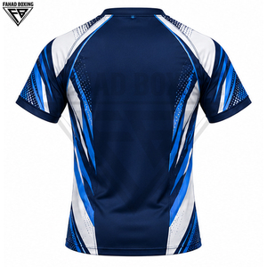 Ensemble No Gi sur mesure de qualité supérieure bleu marine et blanc avec rashguard à manches courtes à rayures bleu roi et short de compression doublé - Product Image 3