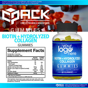 Exportador estadounidense vende gomitas de biotina + colágeno hidrolizado de alta calidad de marca privada, 60 unidades, suplemento dietético para adultos. - Product Image 3