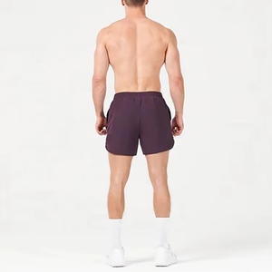 Shorts de sport personnalisés légers en tissu extensible à quatre sens, taille élastique, couleur unie, double doublure, en nylon et élasthanne pour hommes - Product Image 3