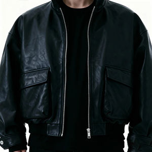 Blouson de motard vintage en cuir véritable pour homme grande taille, style délavé, coupe oversize, imperméable, manteau pour homme grande taille - Product Image 3