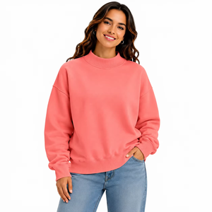 Sweat-shirt long d'hiver pour femme, col montant, uni, coupe oversize, en molleton brossé premium, style pull décontracté ample, essentiel - Product Image 3