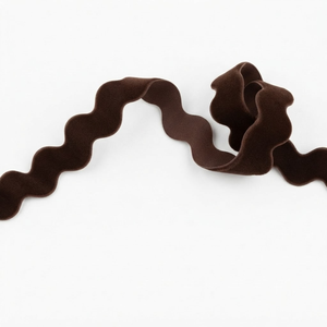 25mm Deep Brown Ric Rac Velvet Ribbon Wavy Edge Trim for Rustic Gift Wrapping Vintage Apparel <b>Hat</b> <b>Bands</b> Craft Packaging Supplier - Product Image 3