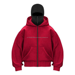 2026 cagoule à capuche zippée masque Ninja Logo personnalisé Double capuche Ninja coton lourd fermeture éclair complète cagoule à capuche hommes 2026 - Product Image 2