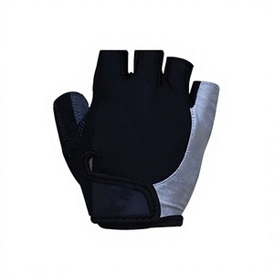 Gants de cyclisme en cuir demi-doigts, maille unisexe, fermeture à enfiler, gris, noir, jaune, pour entraînement et fitness - Product Image 1