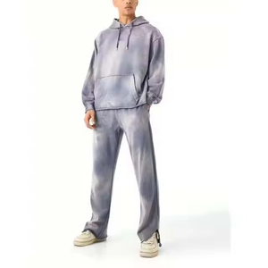Survêtements décontractés à capuche pour hommes, style premium, couleur unie, effet délavé, 100% coton, coupe régulière, taille élastique, légers et respirants - Product Image 1