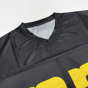 Camisetas de Fútbol Americano Personalizadas, Estilo Boxy, Malla Transpirable, Estampadas, Clásicas, Negras, Cuello en V, Diseño Moderno - Product Image 4