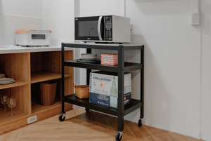 Chariot de rangement métallique roulant à 3 niveaux OEM, avec plateau en plastique à quatre roues, conteneur robuste pour la maison, organisateur de meubles - Product Image 4