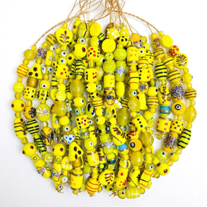 Perles en verre soufflé jaune fantaisie, brin de 8 pouces, tailles et formes variées, pour la fabrication de bijoux décoratifs, artisanat DIY, bracelet, collier - Product Image 1