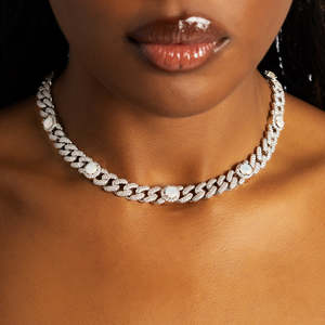 Luxury Opal Moissanite Cuban Link <b>Choker</b> Necklace 925 Sterling <b>Silver</b> Iced Out Tennis Chain for Women - Product Image 3