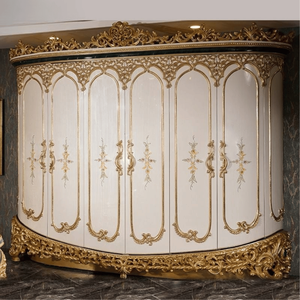 Armario de Lujo de Estilo Neoclásico Europeo en Madera de Caoba Maciza con Puertas Talladas en Oro, Ecológico y Duradero para Uso en Habitaciones de Hotel - Product Image 2