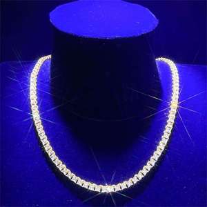 925 <b>Sterling</b> <b>Silver</b> Moissanite <b>Tennis</b> Chain Princess Cut Gold Plated <b>Tennis</b> <b>Necklace</b> Wholesale Iced Out Moissanite Jewelry - Product Image 1
