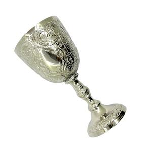 Verre à vin en métal fait main avec motif en relief argenté, gobelets à double paroi pour cocktails, accessoires de bar - Product Image 1