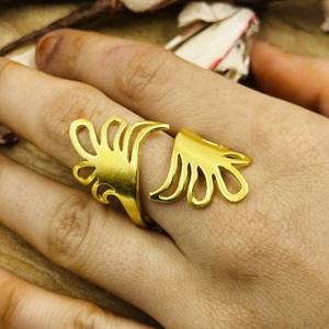 Modern Bohemia Brass Ring Boho Leaf Jewelry For Women 18k Gold Plated Floral <b>Wrap</b> Statement Open Finger For Wholesale/OEM/ODM - Product Image 1