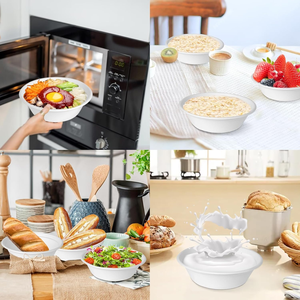 Bols en papier jetables en bagasse biodégradables robustes, en vrac, pratiques pour un usage quotidien, pour salades et soupes chaudes - Product Image 3