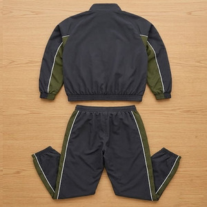 Men's Tracksuit Custom Logo Color Block Two Piece Full Zip Stand Collar <b>Jacket</b> and Jogger Pants <b>Patchwork</b> Design Windbreak Set - Product Image 5