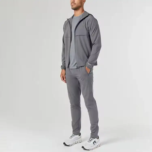 Survêtements coupe-vent pour hommes, vêtements de fitness, survêtement coupe-vent uni avec poches, tissu léger, survêtement de qualité supérieure - Product Image 4