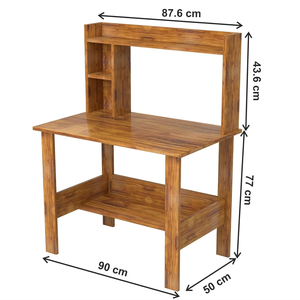 Bureau d'étude moderne en bois avec huche et rangement inférieur, poste de travail pour ordinateur portable, table d'écriture pour bureau à domicile ou étudiant - Product Image 2