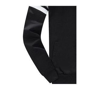 Men's Black Full Sleeve Crew Neck Sweatshirt Solid Color Casual <b>Hoodie</b> With Side Pockets Midweight Polyester Autumn Wear - Product Image 3