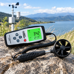 Termómetro de Velocidad del Viento Portátil con Pantalla LCD |   Anemómetro Digital para Medir la Velocidad del Aire, la Temperatura y Monitoreo Ambiental - Product Image 3