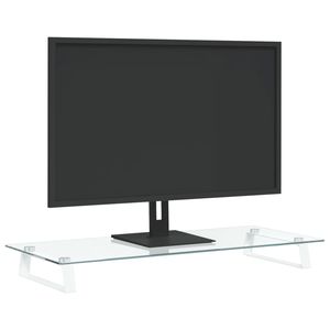 Soporte de Escritorio para Monitor de Vidrio Templado y Metal Blanco de 31.5"x13.8"x3.1" - Product Image 3