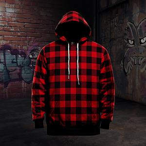 Sudadera con Capucha de Diseño a Cuadros, Estilo Informal, de Algodón y Felpa, Sudadera Urbana OEM - Product Image 2