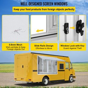 Finestra di concessione in lega di alluminio 36X36 pollici per camion di cibo 4 finestre con schermo scorrevole orizzontale tenda porta trascinamento gancio di servizio - Product Image 4