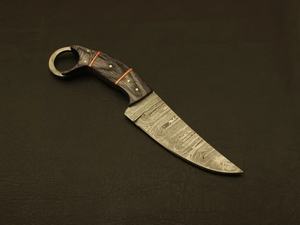 Couteau Skinner à lame fixe en acier Damas de haute qualité, fait main, à pointe tombante, gravé floral orné, avec poignées en argent et bois de cerf - Product Image 2