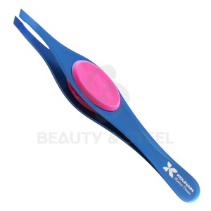 Pince à épiler professionnelle à pointe inclinée avec poignée ergonomique en caoutchouc pour une épilation de précision et un soin du visage - Product Image 3