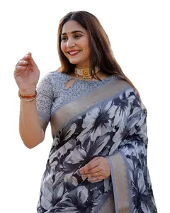Schöne traditionelle Mode Designer indische reine Baumwolle Seide Designer Saris Kollektion Surat Gujrat Sari