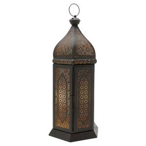 Lanterne marocaine en métal doré, finition antique, faite à la main, en fer et verre, pour décoration de table ou murale, idéale pour la maison ou les mariages - Product Image 3