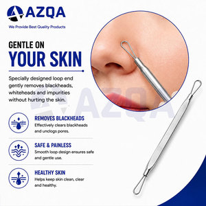 Stainless Steel Double Sided Comedone <b>Removal</b> Tool With Wire Loop Ends And Textured Non Slip Grip For Facial Skincare - Product Image 4