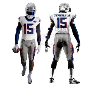 Ensemble d'uniformes de football américain respirant 100 % polyester, pantalon de sport et maillot à manches courtes, grandes tailles, personnalisable avec nom d'équipe, été – Vente chaude - Product Image 3