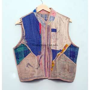 Nouvelle arrivée : veste en coton indien fait main, style patchwork multicolore, style ethnique bohème, pour un usage décontracté. - Product Image 6