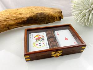 Caja de Madera para Cartas de Póker con Incrustaciones de Latón, Diseño Rectangular Hecho a Mano, Estilo Antiguo, Estuche de Almacenamiento para Mesa - Product Image 2